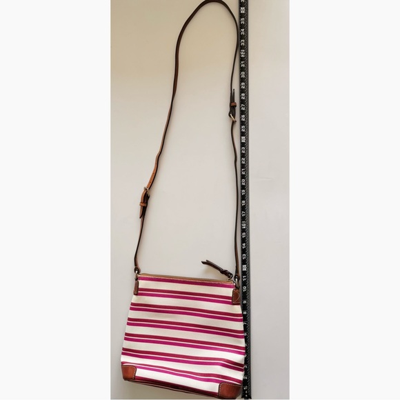 Dooney & Bourke Magenta and White Striped Crossbody Bag - Picture 14 of 17